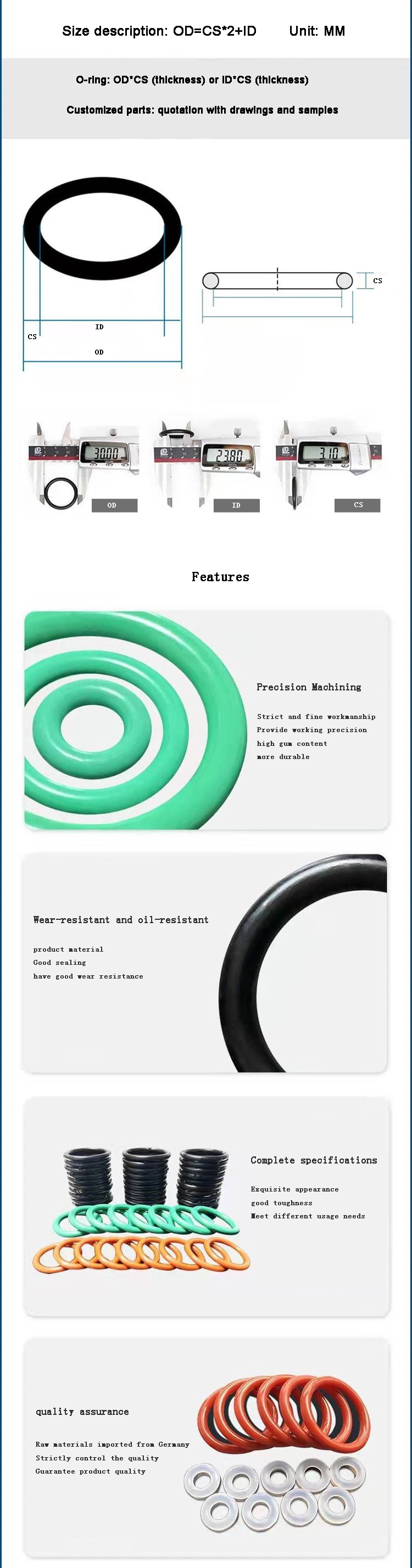 O-RING CR personnalisable avec une forte adhérence, une résistance élevée à l'usure et une bonne isolation 0