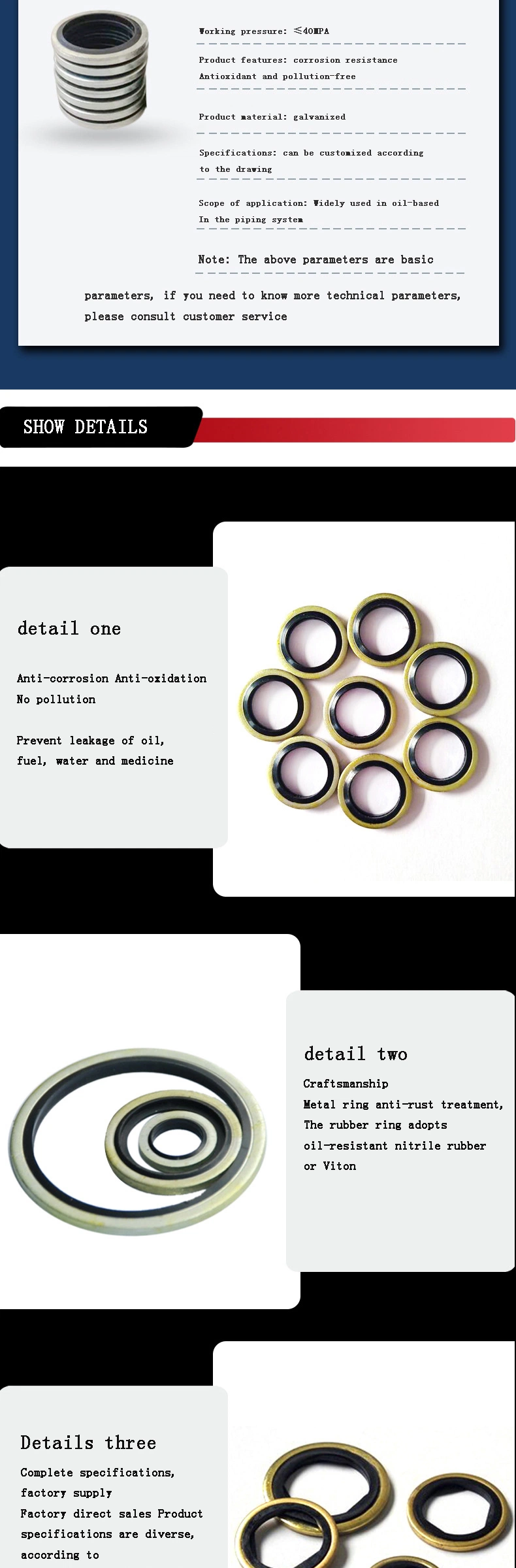 OEM Seal M12 en acier au carbone et en caoutchouc nitrile 1